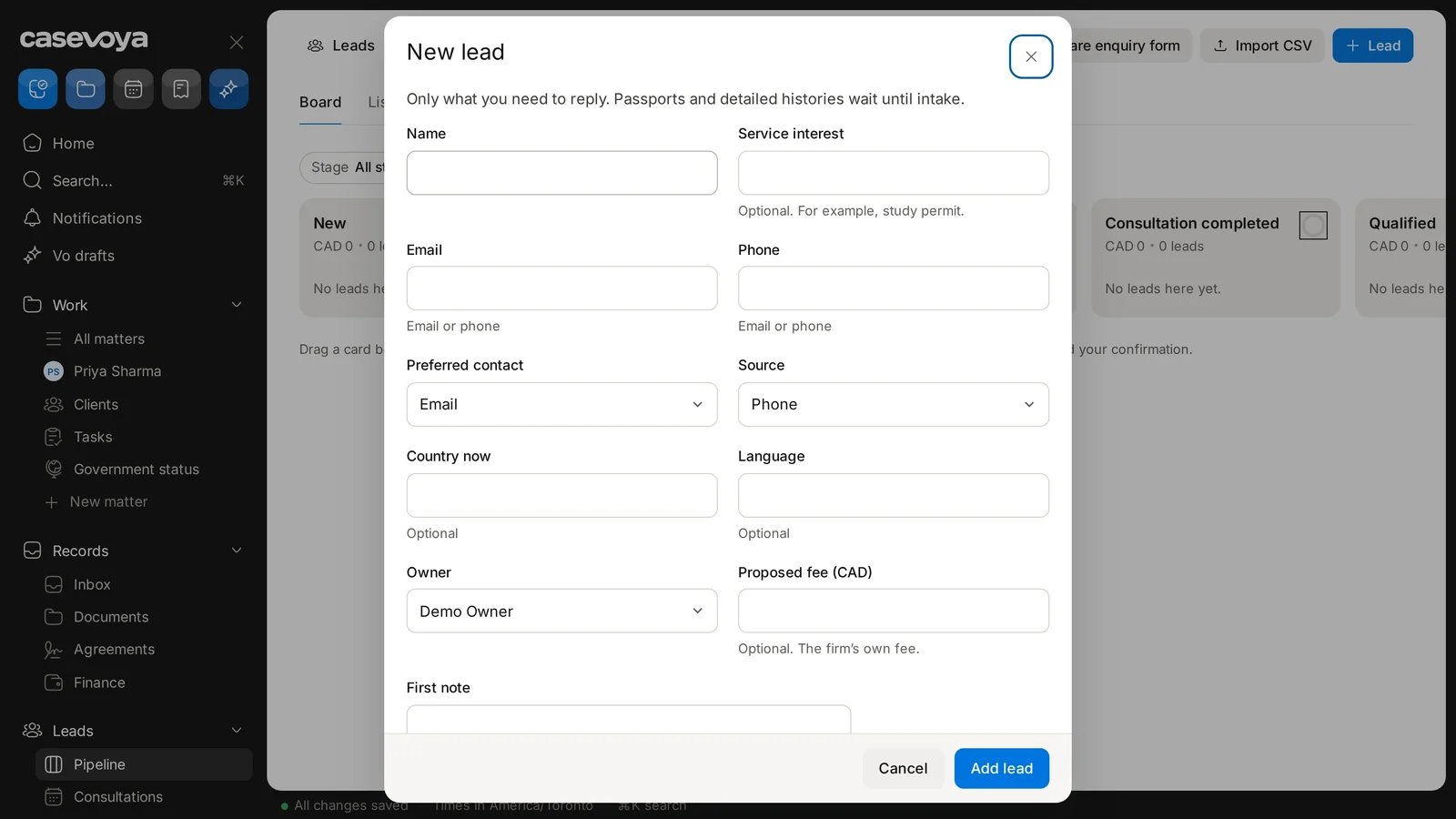 Screen: Form purpose