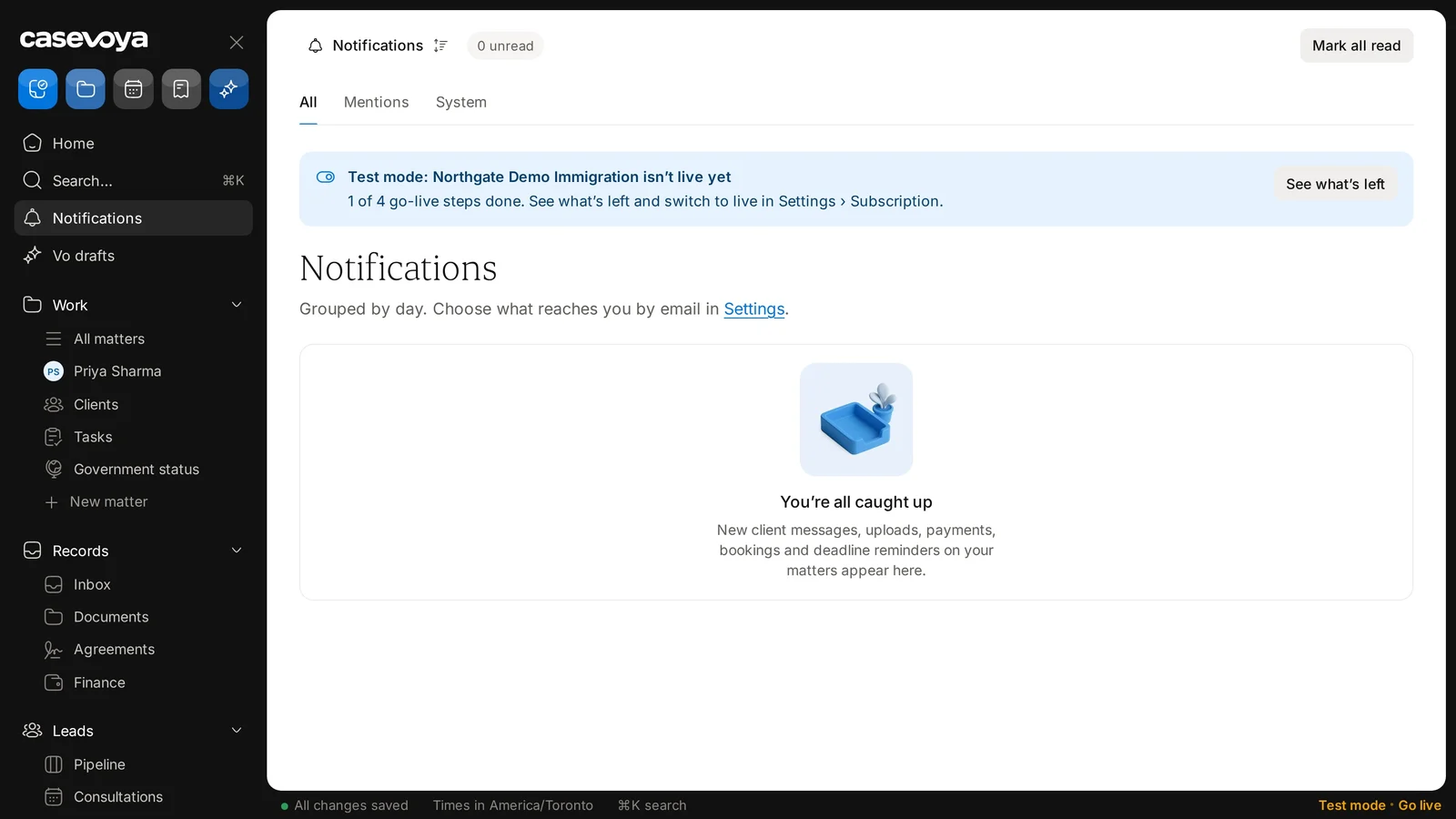 Screen: Email choices