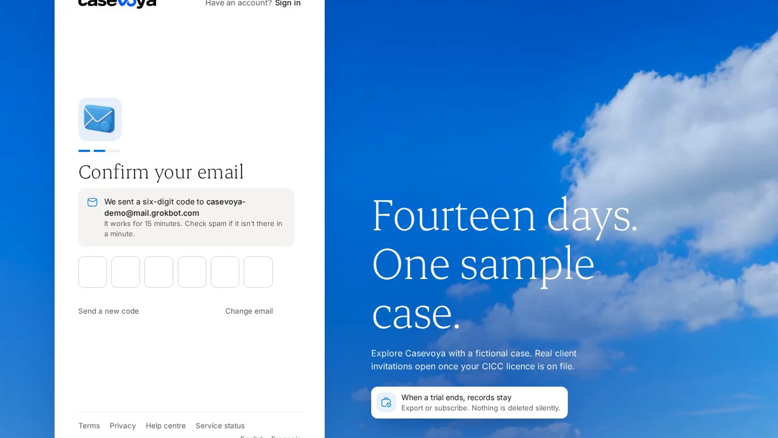Screen: Confirm your email